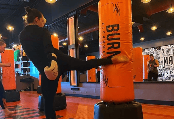 adult kickboxing class at Burn Kickboxing